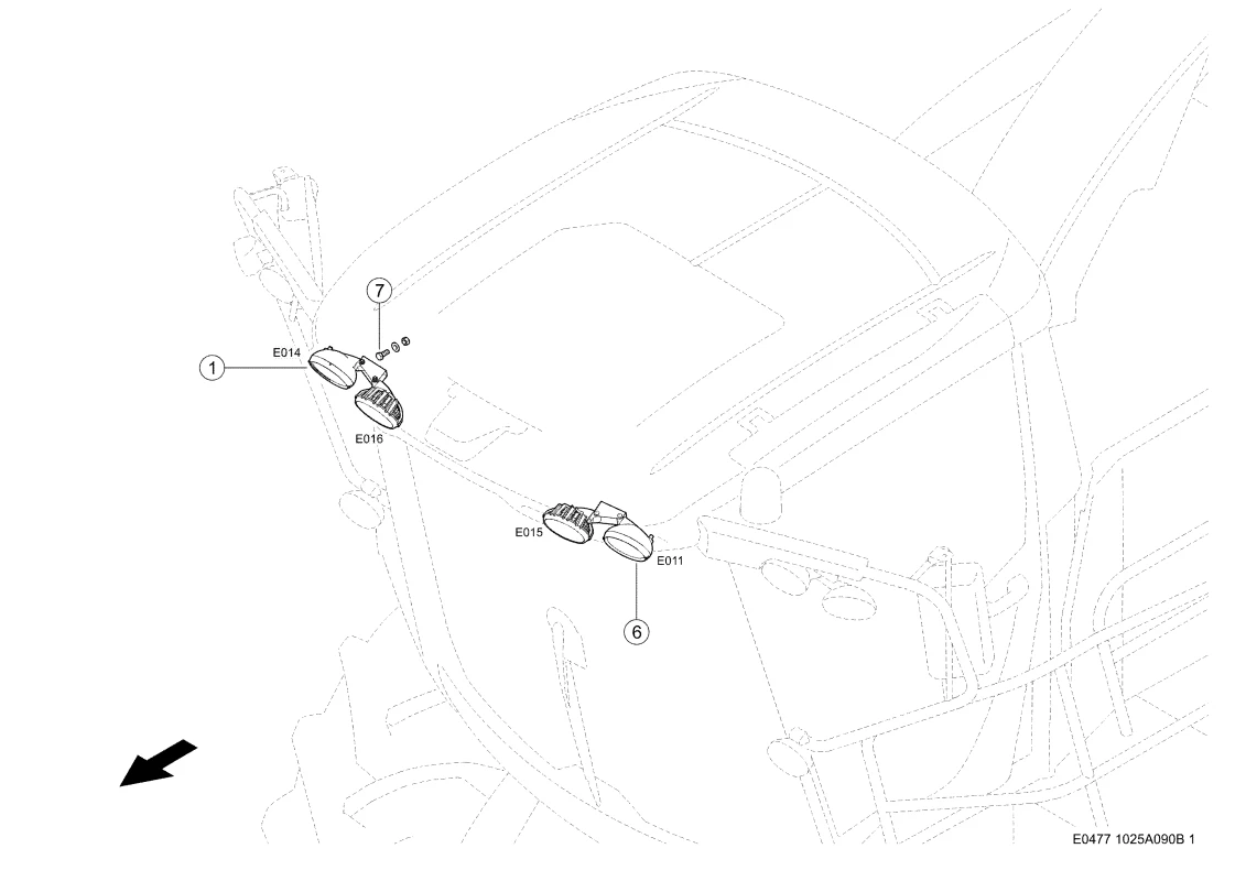 Рабочая Фара. Запчасти для комбайнов TUCANO 580-570 № машины L0700011 - L0799999. Схема 1
